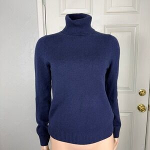 SOFT by NADAAM Women's Sweater S 100% Cashmere L/S Turtleneck Navy OO25